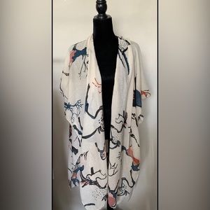 Woven Heart womens medium open front blouse light weight thin Kimono style Boho